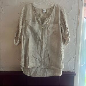 Anne Klein Beige and White Striped Top
